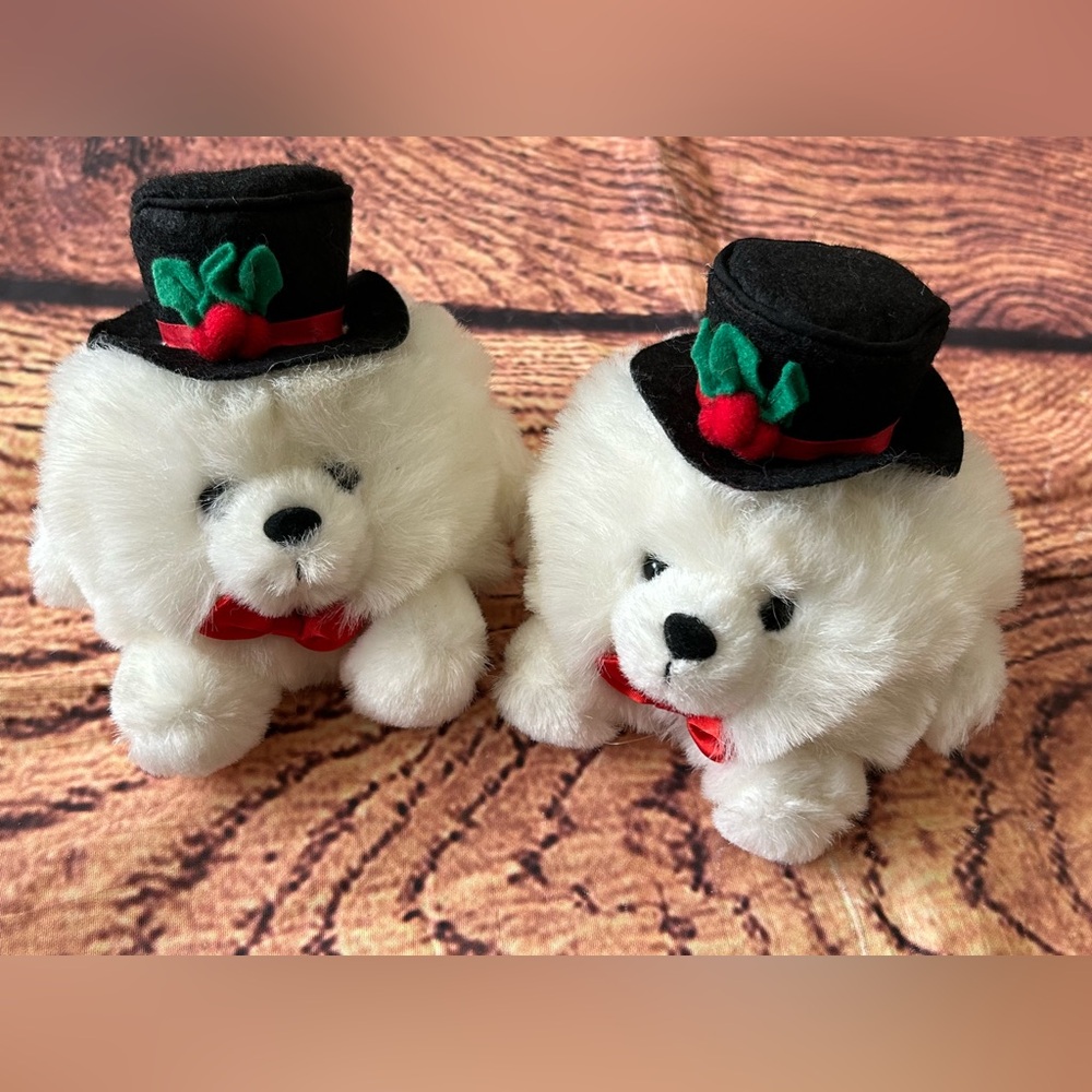 Vintage Russ “Mister. Christmas” Snowball Bear In Hat White Soft Plush Toys 8” - Picture 1 of 8